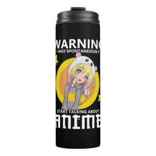 Warnung kann beginnen, über Animes zu sprechen Thermosbecher