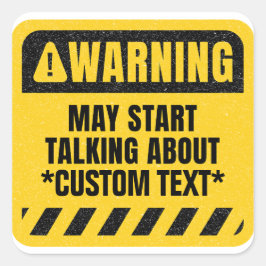 Warnung kann beginnen, über benutzerdefinierten Te Quadratischer Aufkleber