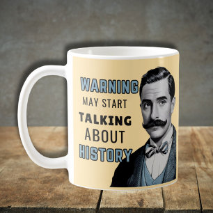 Warnung kann beginnen, über Geschichte zu sprechen Kaffeetasse