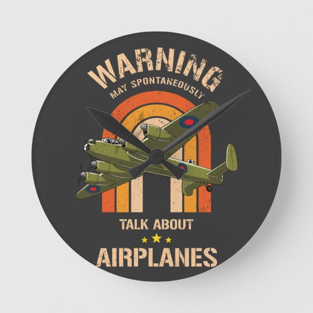 Warnung kann spontan über Flugzeuge sprechen Runde Wanduhr (Vorderseite)