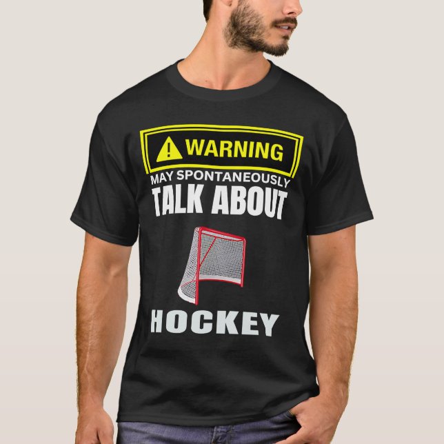 Warnung kann spontan über Hockey Puck N sprechen T-Shirt (Vorderseite)