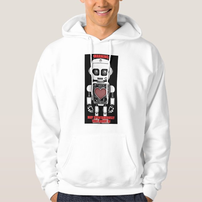 Warnung: Könnte über KI-Männer Weiß sprechen Hoodie (Vorderseite)