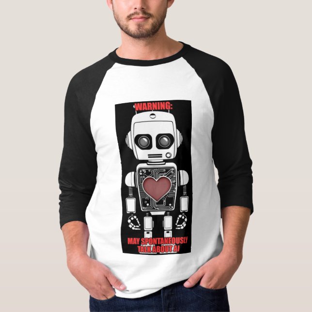 Warnung: Könnte über KI sprechen Männer 3/4-Ärmel  T-Shirt (Vorderseite)