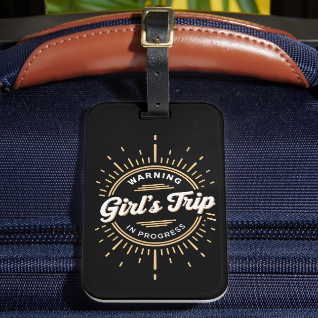 Warnung Mädchen Reise in Progress Sommerurlaub Gepäckanhänger (Vorderseite Insitu 2)