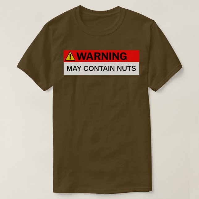Warnung May enthält Nuts Funny Spaß Novelty Men J T-Shirt (Design vorne)