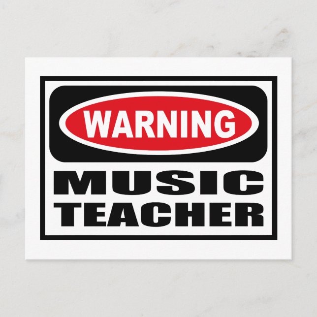 Warnung MUSIC LEHRER Postkarte (Vorderseite)
