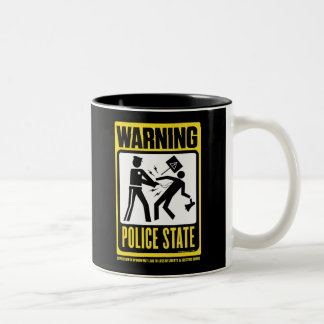 Warnung: Polizei-Staats-Tasse Zweifarbige Tasse