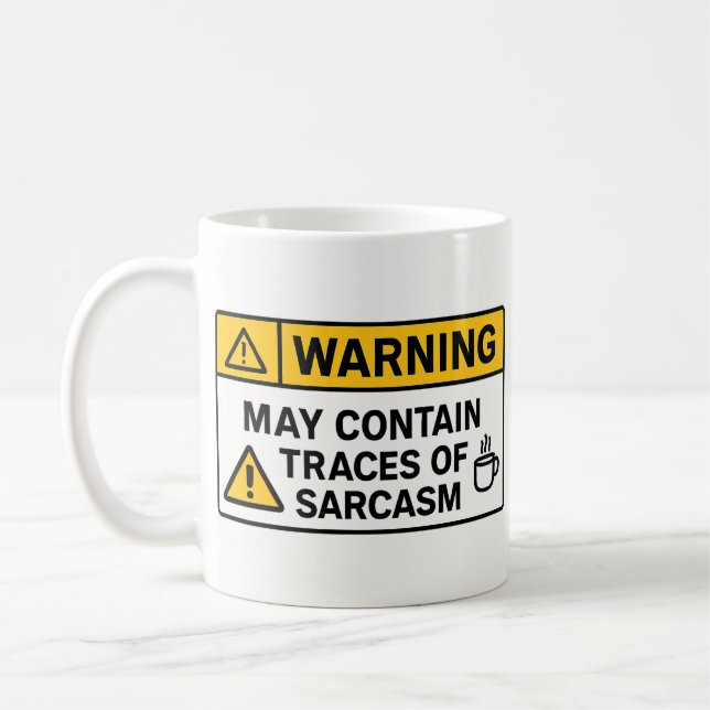 Warnung: Sarkasmus im Inneren – Bürotasse Kaffeetasse (Links)