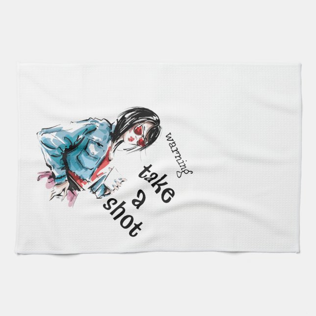 Warnung schießen geschirrtuch (Horizontal)