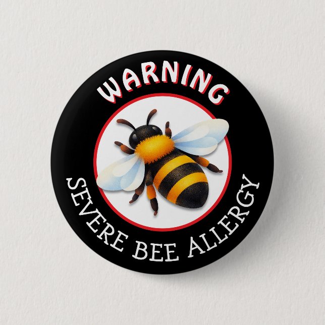 Warnung Schwer Allergie gegen Bienenstich Alarmkno Button (Vorderseite)