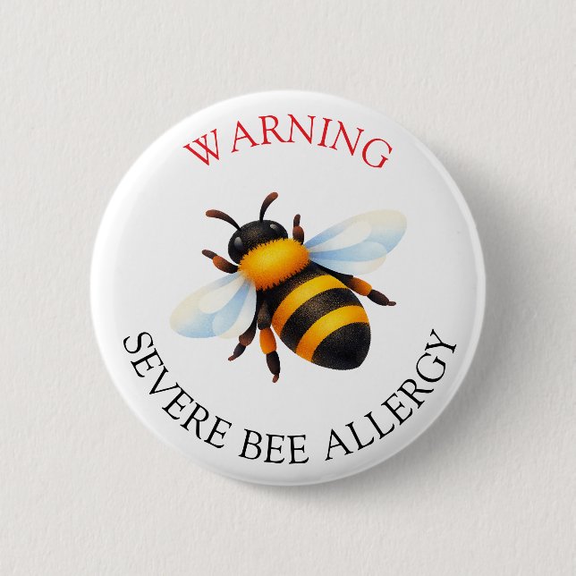 Warnung Schwer Allergie gegen Bienenstiche Alarmkn Button (Vorderseite)