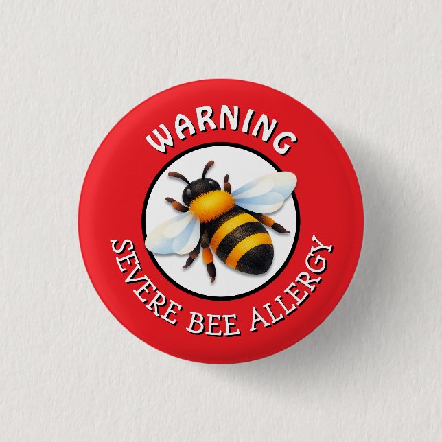 Warnung Schwere Bienenallergie-Alarm-Knopf Button (Vorderseite)