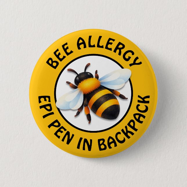 Warnung Schwerwiegende Bienenallergie-Alarm-Knopf Button (Vorderseite)