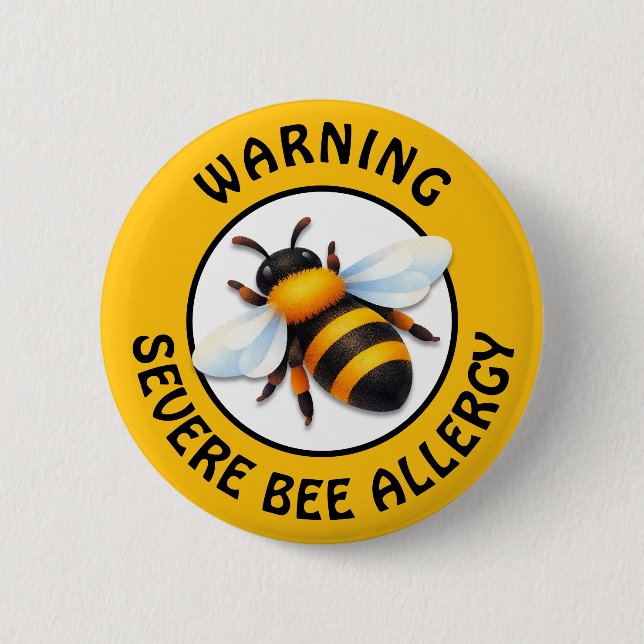 Warnung Schwerwiegende Bienenallergie-Alarm-Knopf Button (Vorderseite)