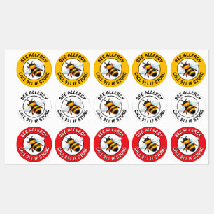 Warnung Schwerwiegende Bienenallergie-Alarm-Taste Etiketten