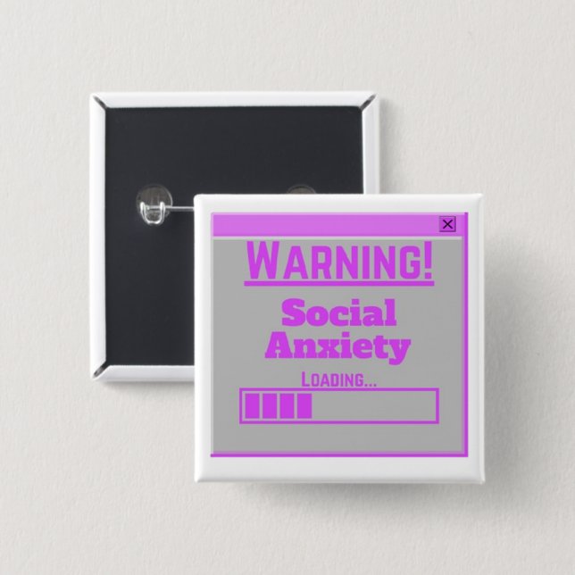 Warnung Soziale Angst Rosa Lade-Tab  Button (Vorne & Hinten)