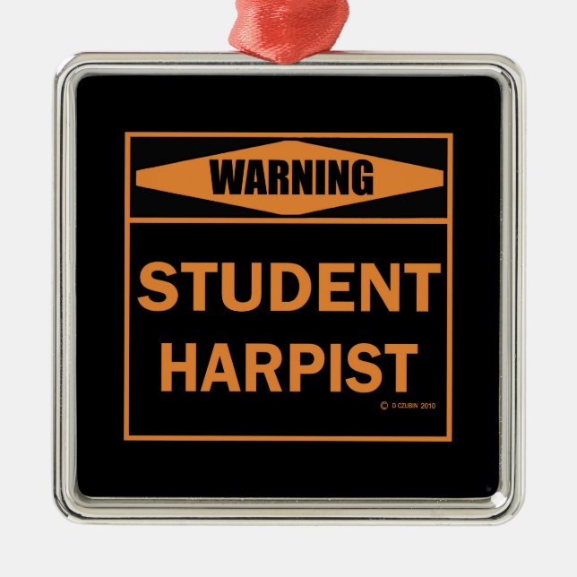 Warnung! Student Harpist! Silbernes Ornament (Vorne)