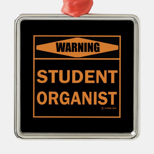 Warnung! Studentenorganisator! Silbernes Ornament (Vorne)