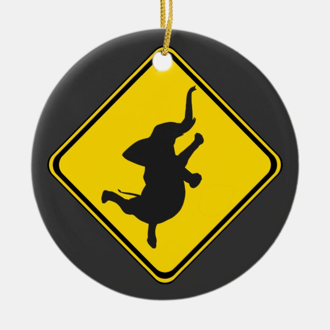 Warnung: Tanzt Elefant Xing! Keramikornament (Vorne)