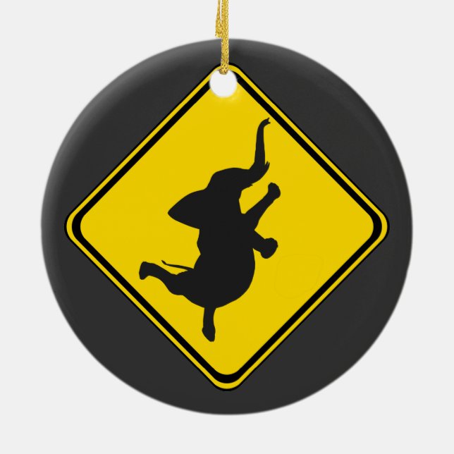 Warnung: Tanzt Elefant Xing! Keramikornament (Hinten)