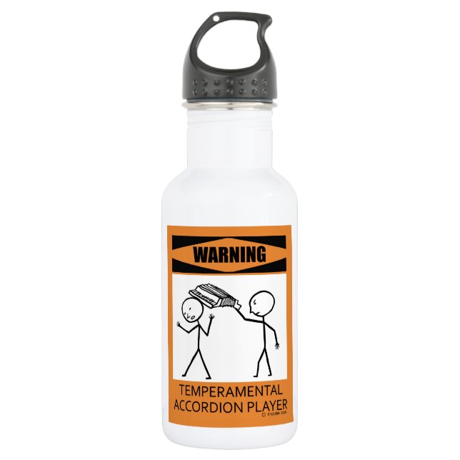 Warnung! Temperamentaler Accordion Player Trinkflasche (Vorderseite)