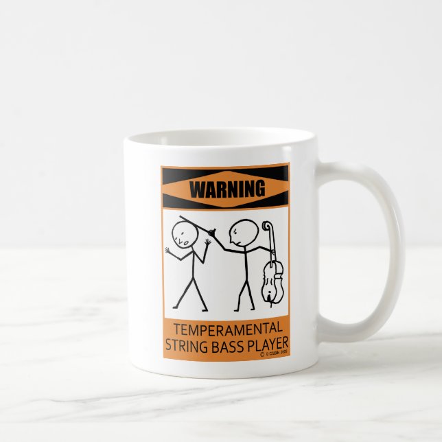 Warnung Temperamentvolle String Bass Player Kaffee Kaffeetasse (Rechts)