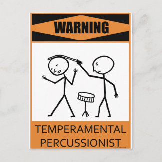 Warnung temperamentvoller Perkussionist Postkarte