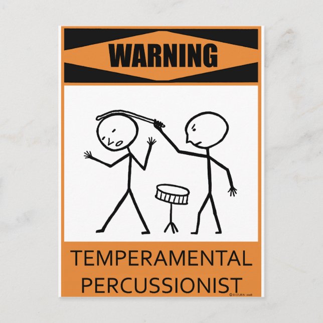 Warnung temperamentvoller Perkussionist Postkarte (Vorderseite)