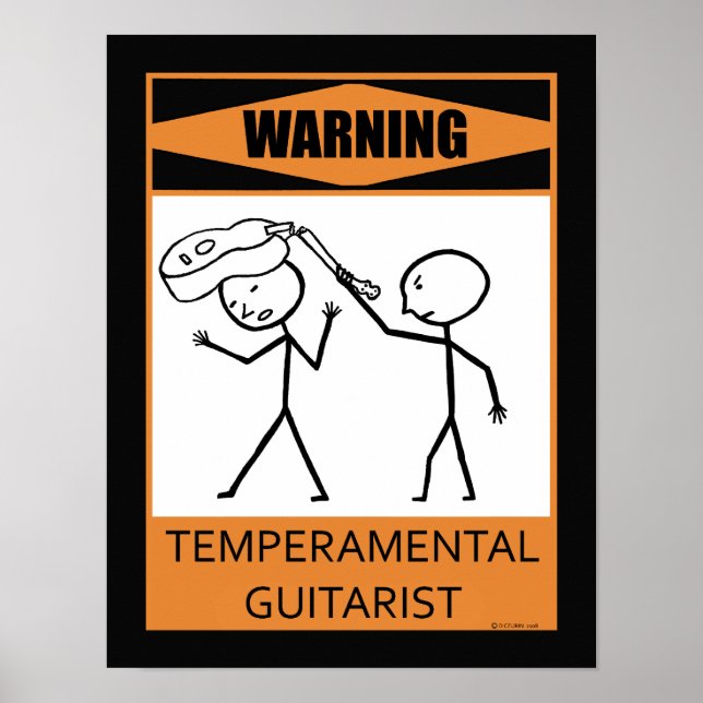 Warnung: Temperamentvolles Gitarrist Poster (Vorne)