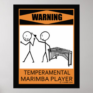 Warnung: Temperamentvolles Marimba Player Poster