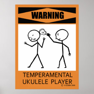 Warnung: Temperamentvolles Ukulele Player Poster