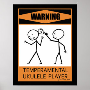 Warnung: Temperamentvolles Ukulele Player Poster