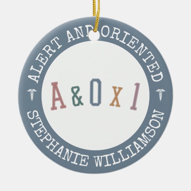 Warnung und Orientierung an Person A&OX1 Krankenve Keramik Ornament (Vorne)