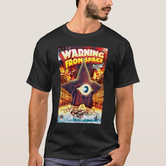 Warnung von Space Kaiju T-Shirt (Vorderseite)