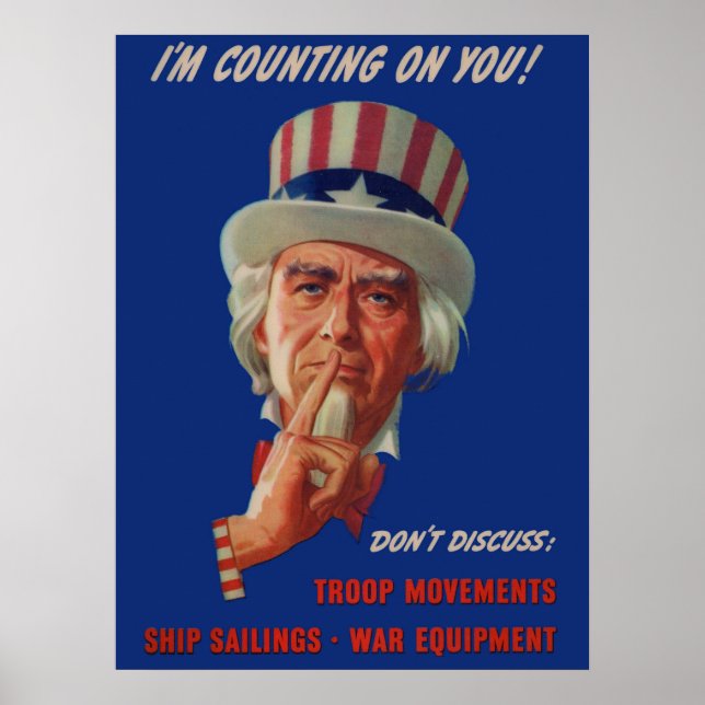 Warnung von Uncle Sam aus den 40er Jahren Poster (Vorne)