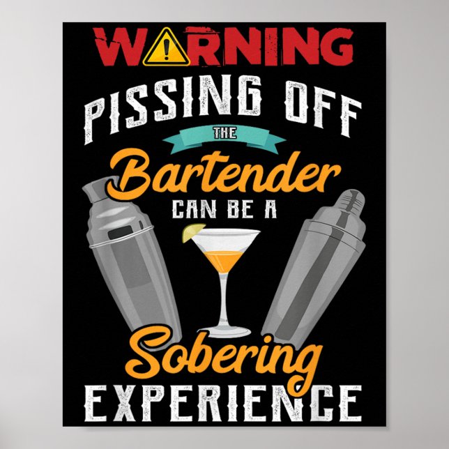 Warnung vor dem Barkeeper Funny Sarcastic Bart Poster (Vorne)