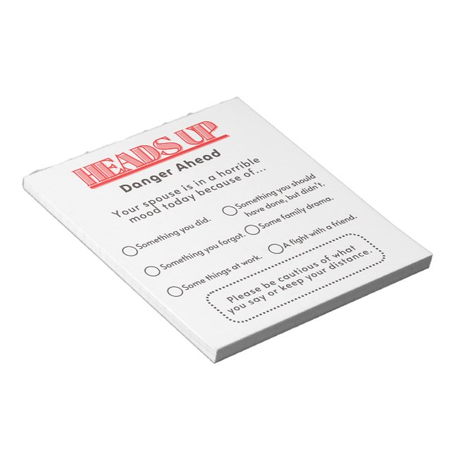 Warnung vor dem Ehegatten Notizblock (angewinkelt)