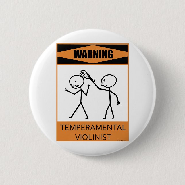 Warnung vor einem Violinisten Button (Vorderseite)