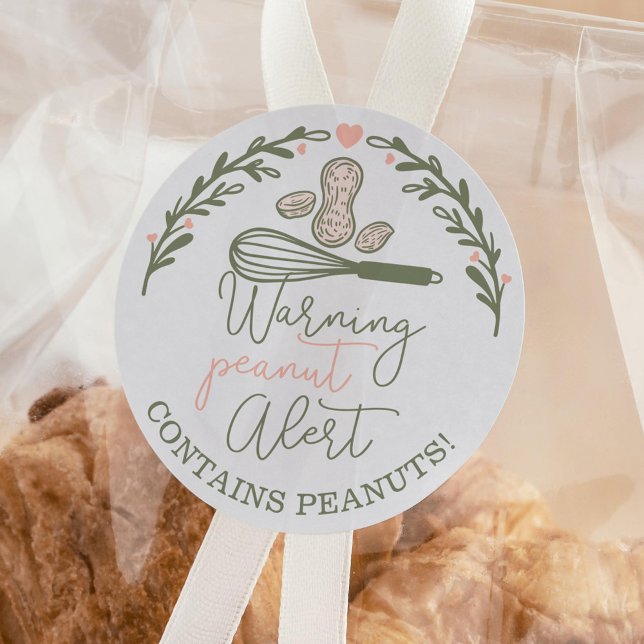 Warnung vor Erdnussknappheit - Bäckerei Erdnuss Al Runder Aufkleber (Warning Peanut Alert - Bakery Peanut Allergy Food Classic Round Sticker)