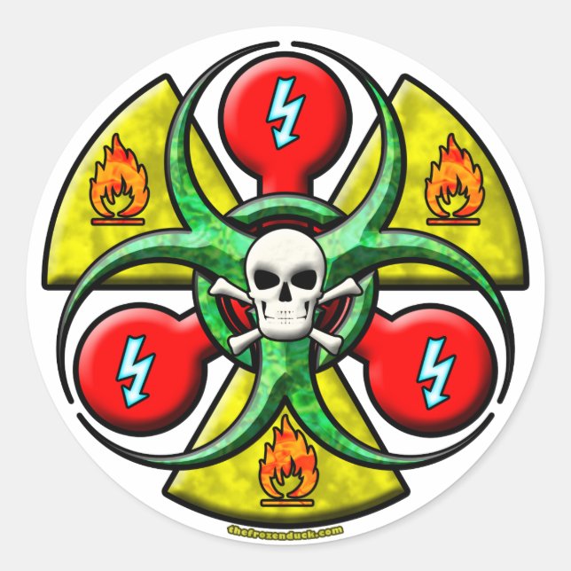 Warnung vor extremen Gefahren Runder Aufkleber (Vorderseite)