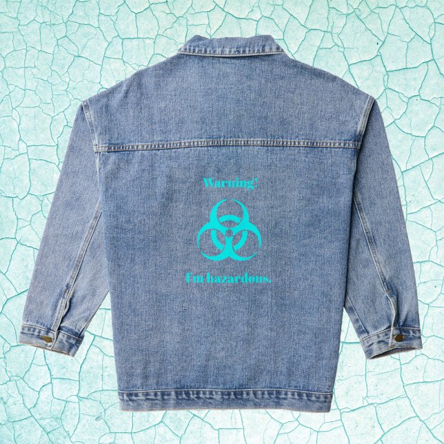 Warnung vor extremer blauer Biogefährdung Jeansjacke (Extreme Blue Biohazard Warning Denim Jacket by Leapfroglisics Shop)