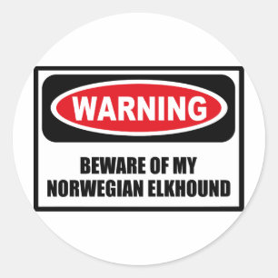 Warnung vor meinem NORWEGISCHEN ELKHOUND-Aufkleber Runder Aufkleber