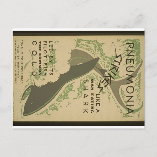 Warnung vor Pneumonie Postkarte (Vorderseite)