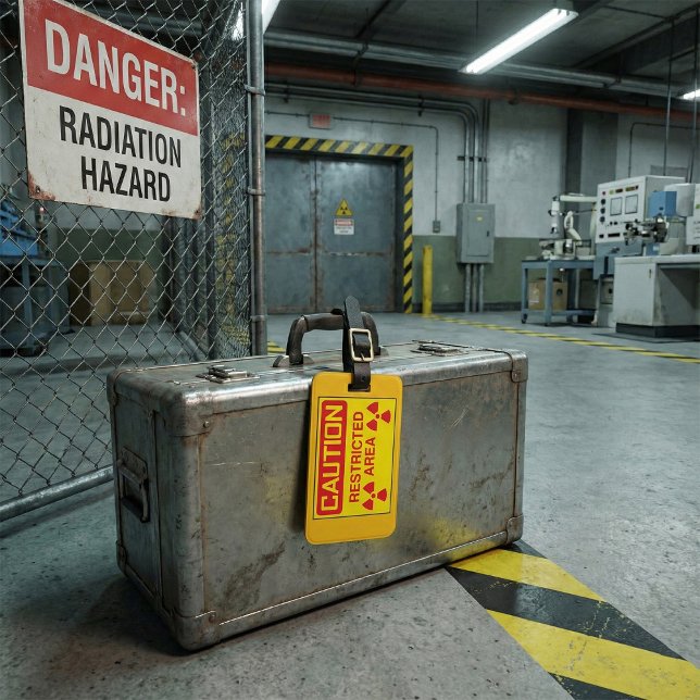 Warnung vor Strahlenbelastung in einem beschränkte Gepäckanhänger (Von Creator hochgeladen)