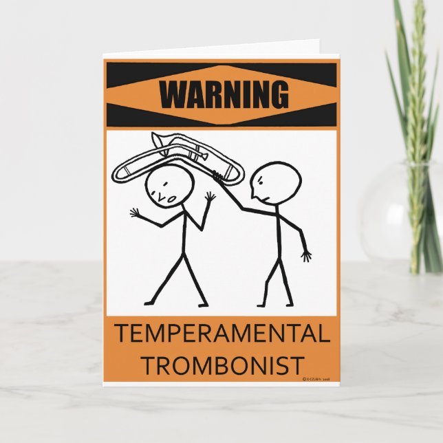 Warnung vor temperamentvollem Trombonist Karte (Vorderseite)