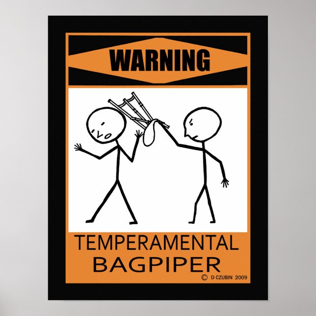 Warnung vor temporären Bagpiper Poster (Vorne)