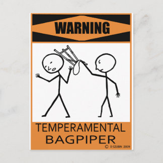 Warnung vor temporären Bagpiper Postkarte