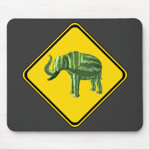 Warnung: Wassermelon Elefant Crossing! Mousepad