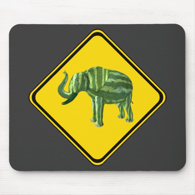 Warnung: Wassermelon Elefant Crossing! Mousepad (Vorne)
