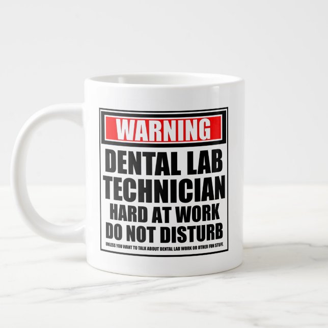 Warnung Zahntechniker hart am Labrador Jumbo-Tasse (Links)